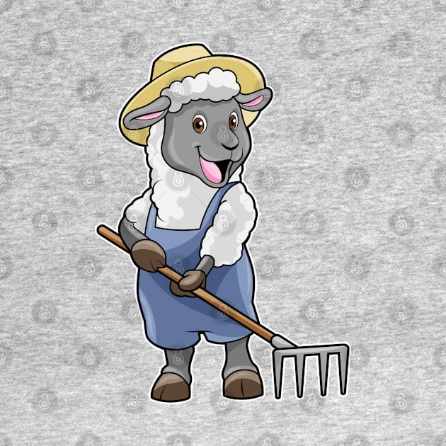 Sheep as Farmer with Rake & Hat by Markus Schnabel